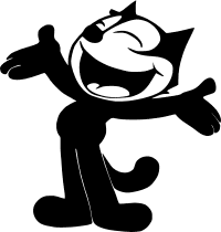 Felix the Cat, a hit cartoon figure of the silent film era, whose popularity faded with the advent of sound, to be replaced by newcomer Mickey Mouse.