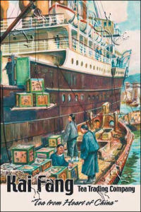 Poster of tea being shipped from China.