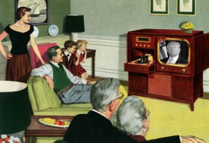 Trump on TV with 1950s family