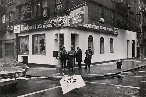 Umberto’s Clam House, as it looked as the scene of the crime on Mulberry Street in Manhattan’s Little Italy. 